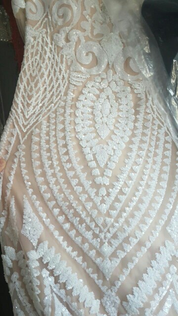 Finove White Straight Sequined Long Evening Dresses with Sleeve Scoop Neck with Tulle Floor Length Formal Plus Size Prom Dresses
