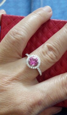 JewelryPalace Round 1.2ct Created Pink Sapphire 925 Sterling Silver Ring Engagement Party Ring Fine Jewelry for Women