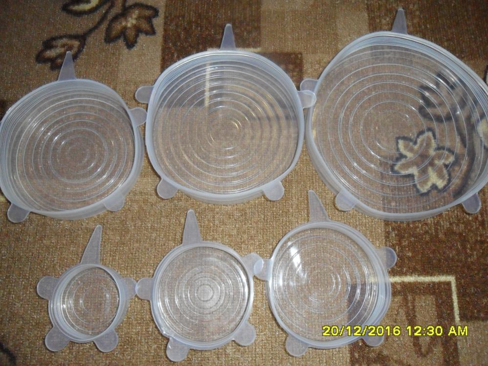 6PCS/Set Universal Silicone Suction Lid-bowl Pan Cooking Pot Lid-silicon Stretch Lids Silicone Cover Pan Spill lid Stopper Cover