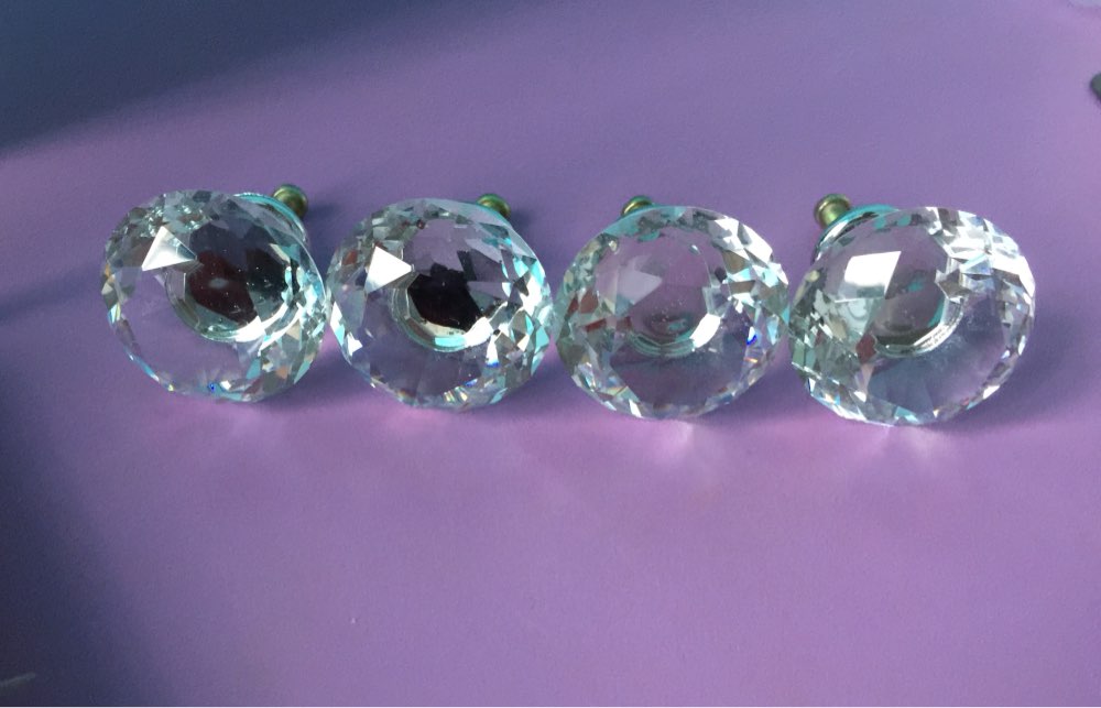 1pack/10 Pcs 30mm Diamond Shape Crystal Glass Drawer Cabinet Knobs and Pull Handles Kitchen Door Wardrobe Hardware Accessories