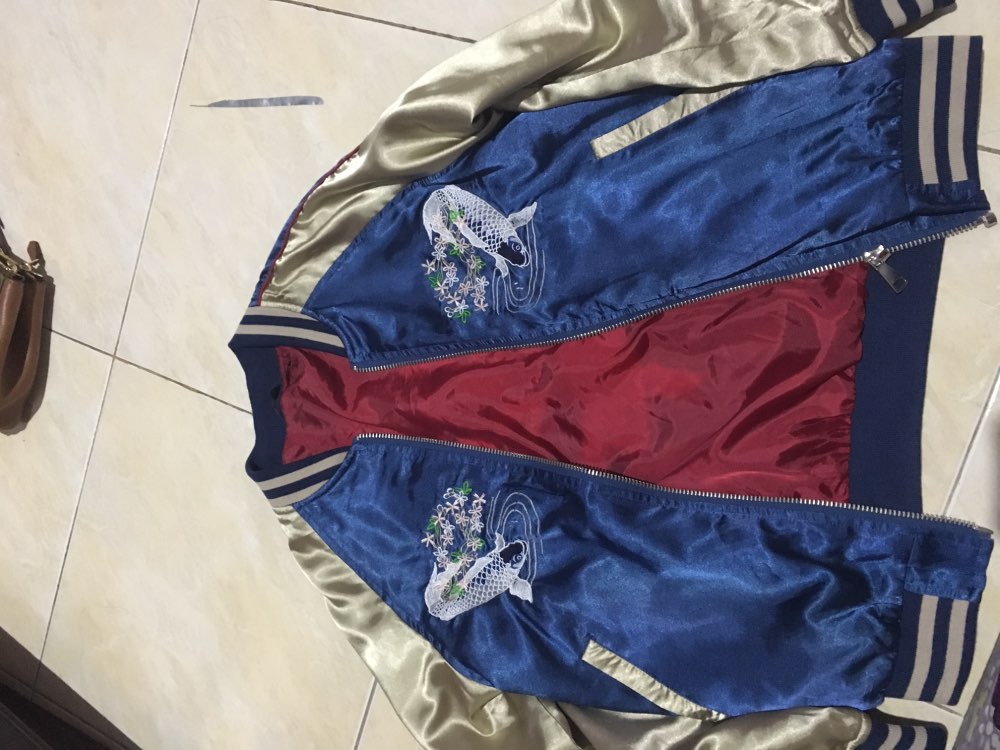 Simplee Autumn satin embroidery bomber jacket coat 2016 winter jacket women Casual fish thin baseball jacket streetwear sukajan