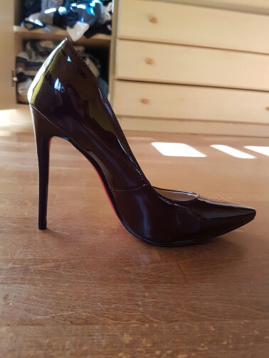 Top Quality Women Pumps Cow Muscle Red Bottom High Heels Sexy Pointed Toe Red Sole Wedding Shoes Size 12 heels Plus Size 34-46