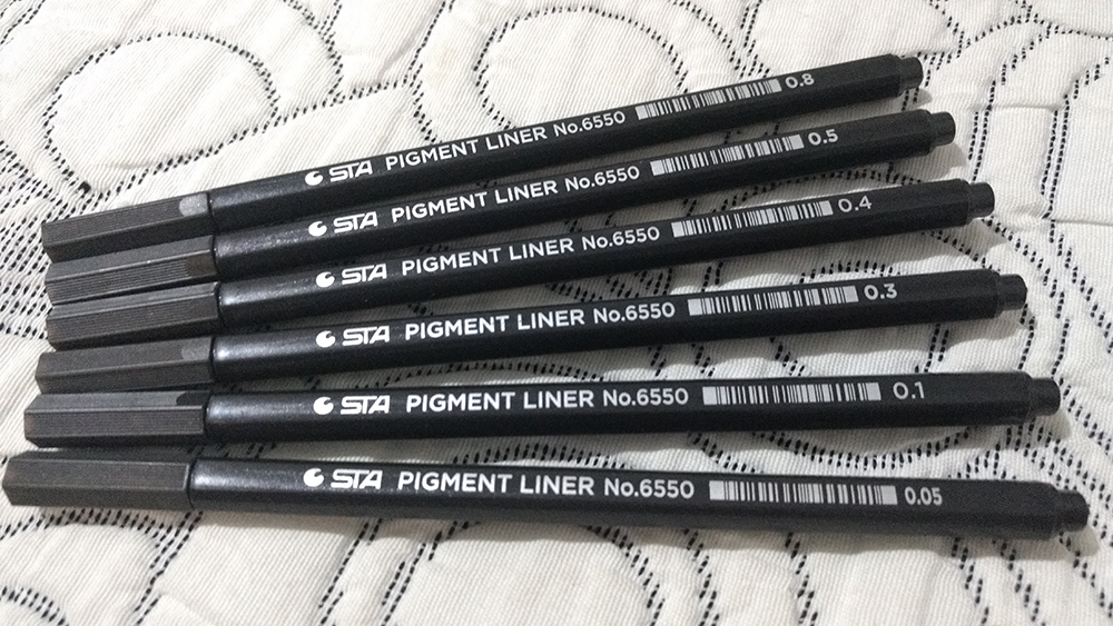 6 pcs/Lot Pigment Liner Art pen Black ink gel pen for drawing sketch cartoon marker signature School Supplies Stationery 6124