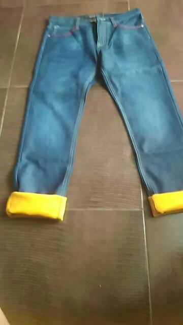 Mens Winter Thicken Stretch Denim Jeans Warm Fleece Jean Pants Trousers Size 32 33 34 35 36 38 40 42