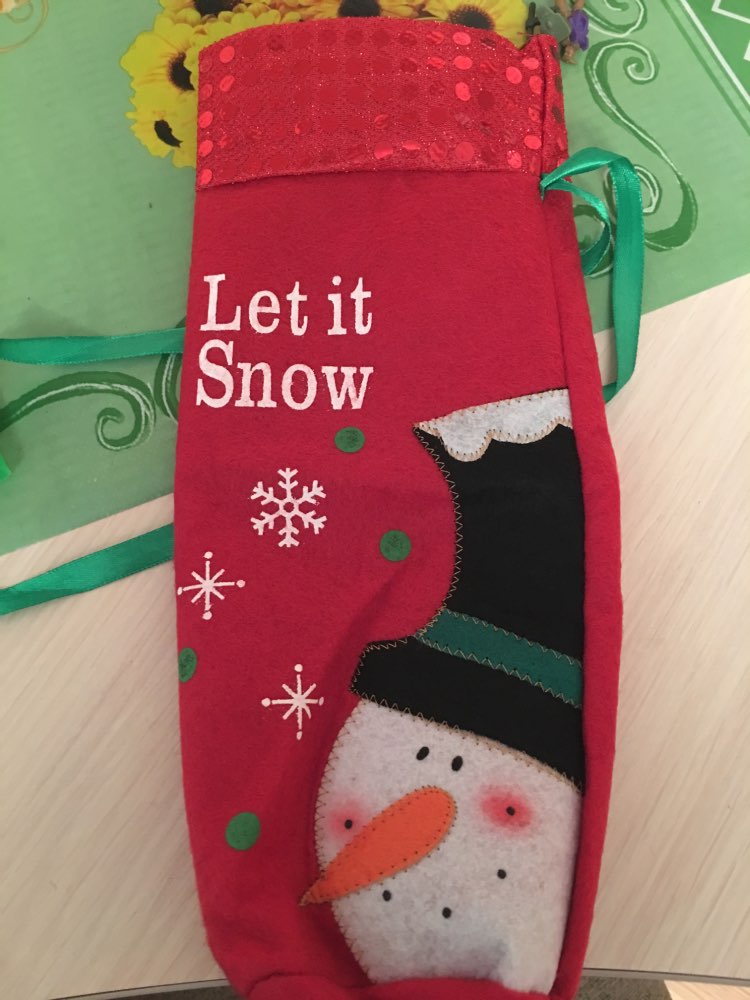 Christmas Wine Bottle Bag  Bow-Knot  Christmas Tree Santa Claus Snowman Bottle Cover Bag Dinner Party Decoration Christmas Gift