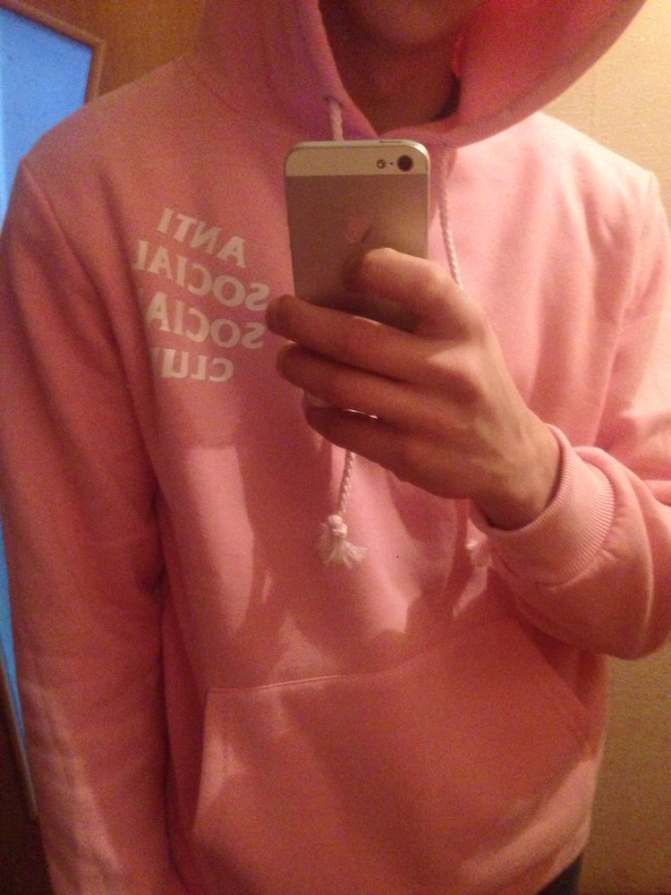 streetwear hip hop kanye black/white/pink hoodie fashion brand clothing skate sweat Assc anti social social club