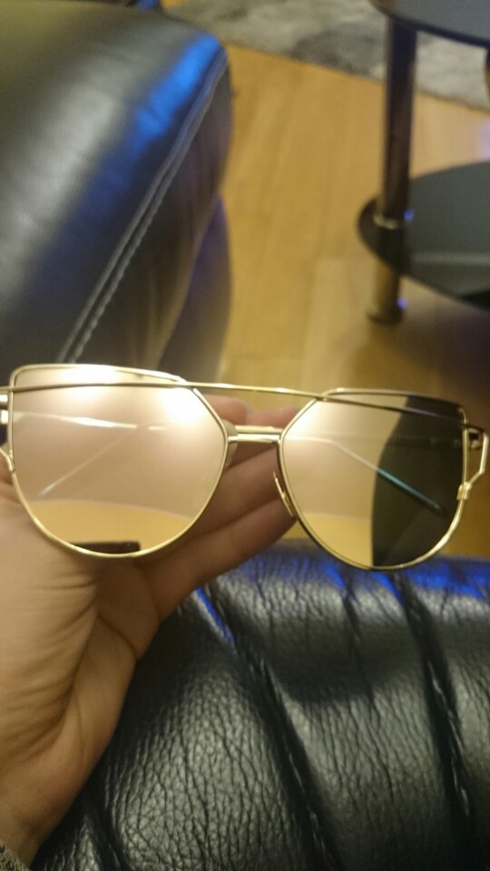 New Fashion Cat Eye Sunglasses Women Brand Designer Twin-Beam Mirror Lens Sun Glasses Rose Gold Metal UV400 Lentes de sol Hombre