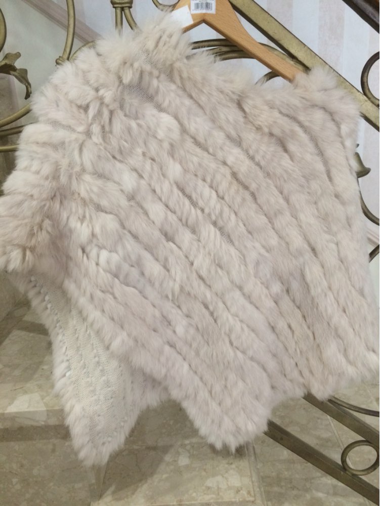 Fur Poncho  2016 Autumn Real Rabbit Hot Sale Triangle Knitted Women  Party Pullover Lady Pashmina Wrap poncho pele de coelho