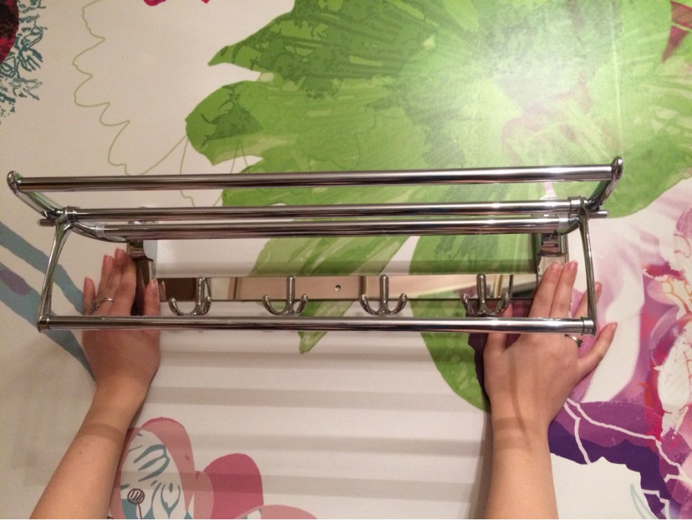 HOT SELLING, FREE SHIPPING, Bathroom towel holder, Foldable  towel rack,50cm Stainless steel  towel rack with hooks