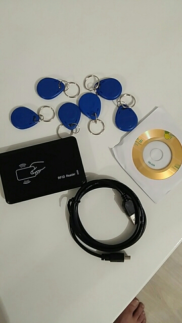USB 125khz RFID Read Writer Duplicator Copier Duplicate Compatible EM4100 EM4305 T5577  Rewritable Card  & 5pcs Writable Tag