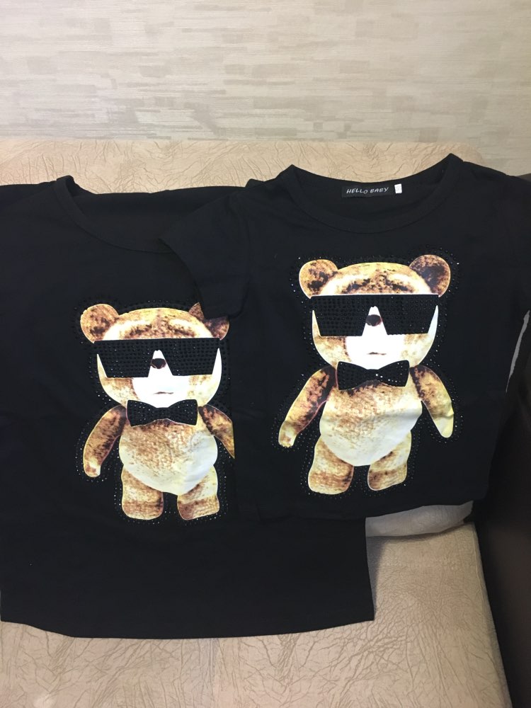 Family Look! Cotton Family Matching Shirts Character Pattern Printing Short-Sleeve Father Son Shirts Fashion Family Clothing