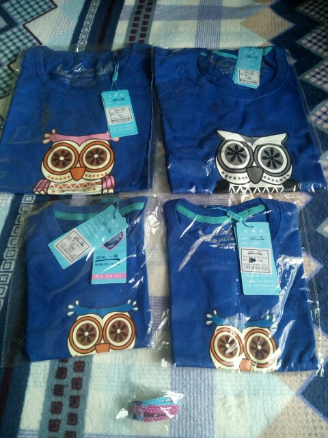 1 Piece Summer Matching Family Look Sets Cartoon Cute owl Monther Father Baby T-shirts Short Sleeve Tops Cotton Clothes