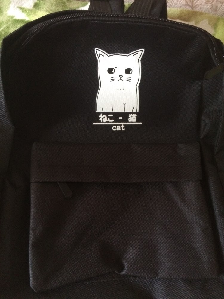 Women Canvas Backpack Cute Cat Middle Finger Backpack Cartoon School Students Backpack Mochila Escolar Casual Travel Bag 